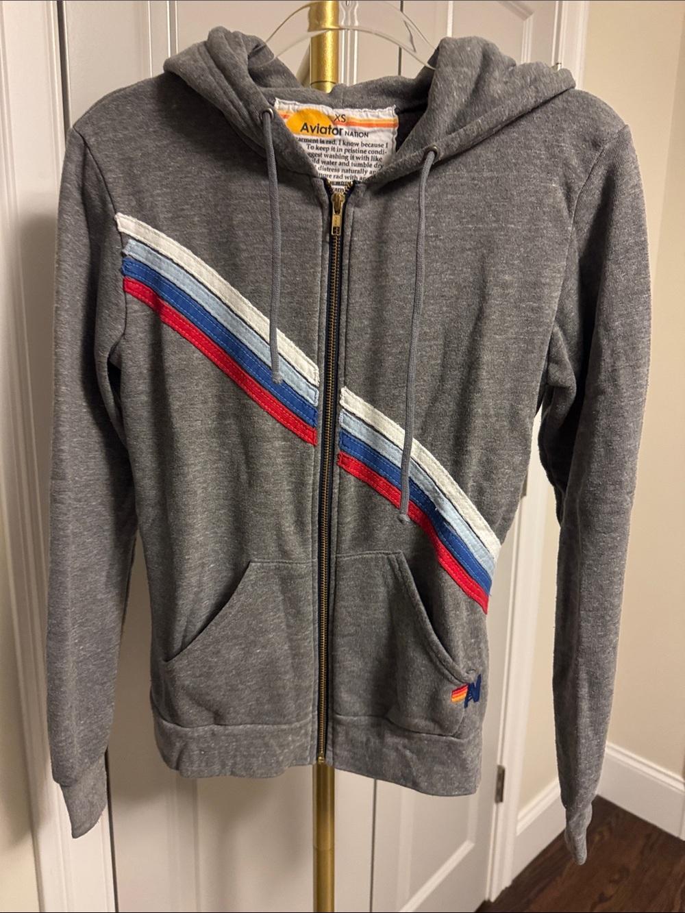 Women's zip-up hoodie with stripes